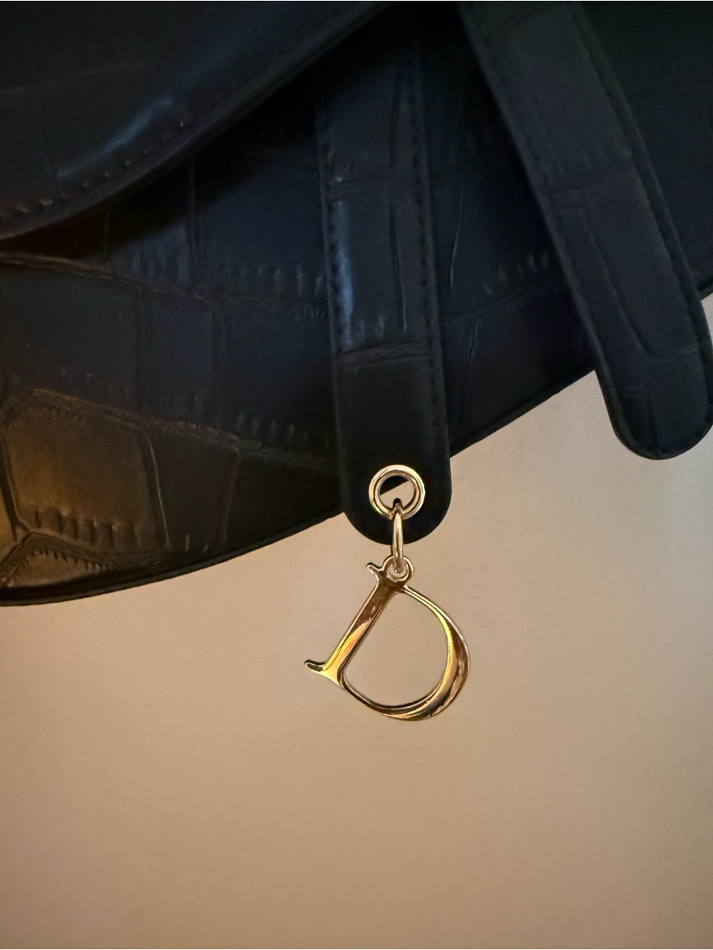Upcycled Black Croc-Embossed Saddle Saddle Bag with Authentic Charms - Picture 4 of 5